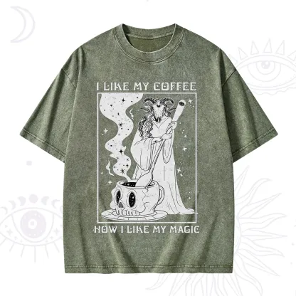Purplehecate I Like My Coffee How I Like My Magic Washed T-Shirt