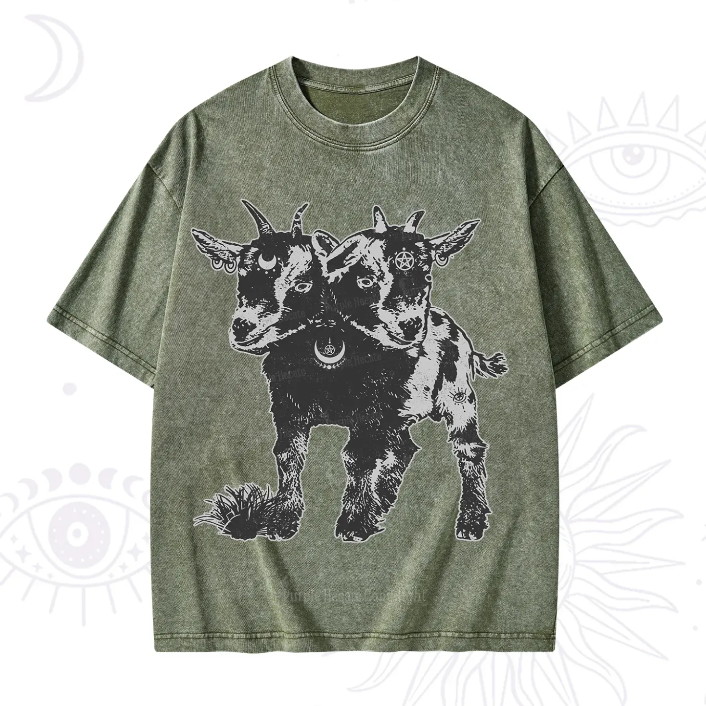 Purplehecate Two Headed Goat Washed T-Shirt
