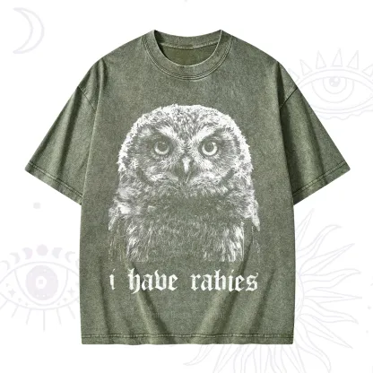 Purplehecate I Have Rabies Owl Washed T-Shirt
