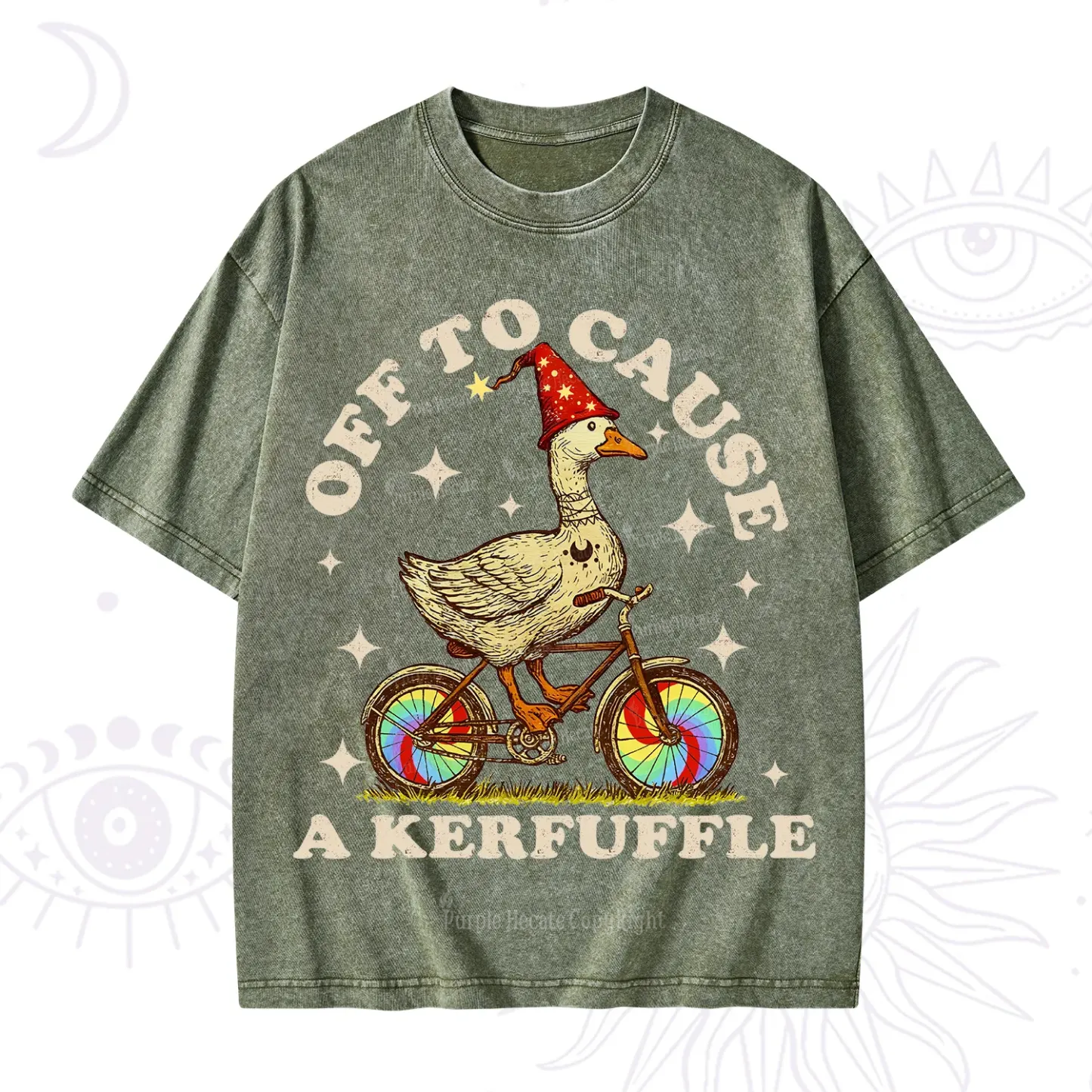 Purplehecate Off to Cause a Kerfuffle Goose Washed T-Shirt