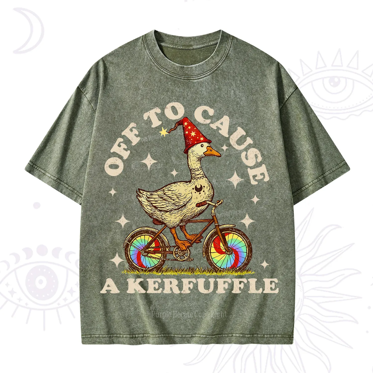 Purplehecate Off to Cause a Kerfuffle Goose Washed T-Shirt