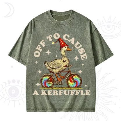 Purplehecate Off to Cause a Kerfuffle Goose Washed T-Shirt