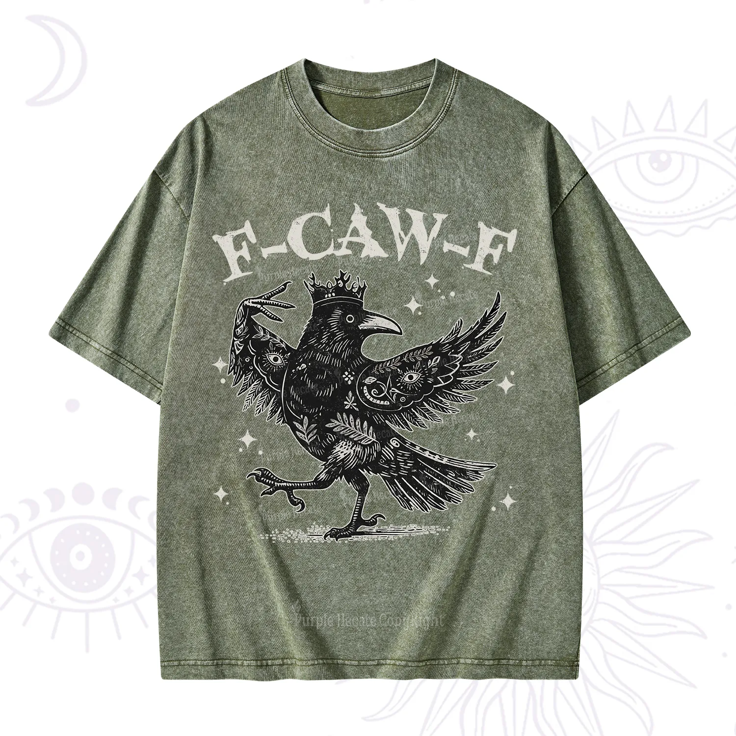 Purplehecate F-caw-f Funny Crow Washed T-Shirt