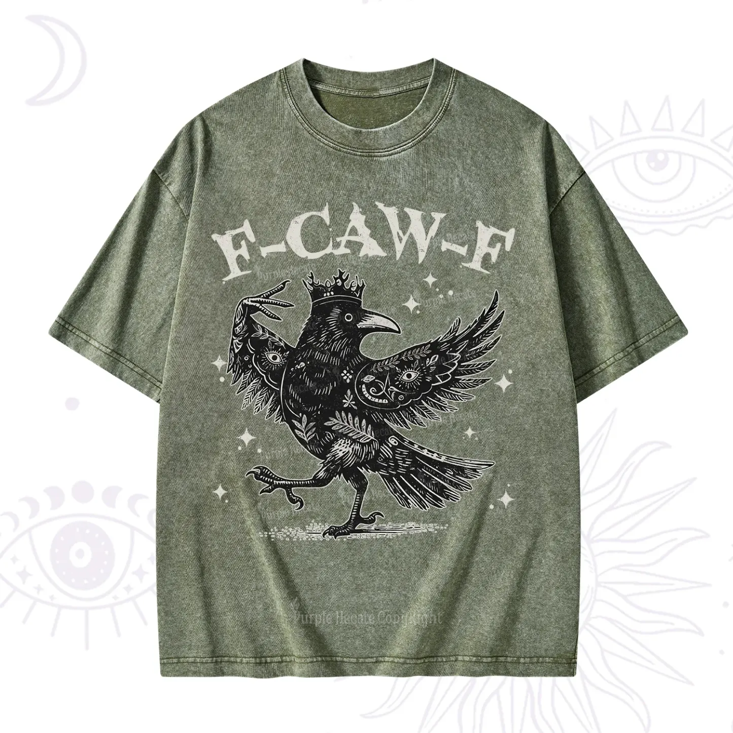 Purplehecate F-caw-f Funny Crow Washed T-Shirt