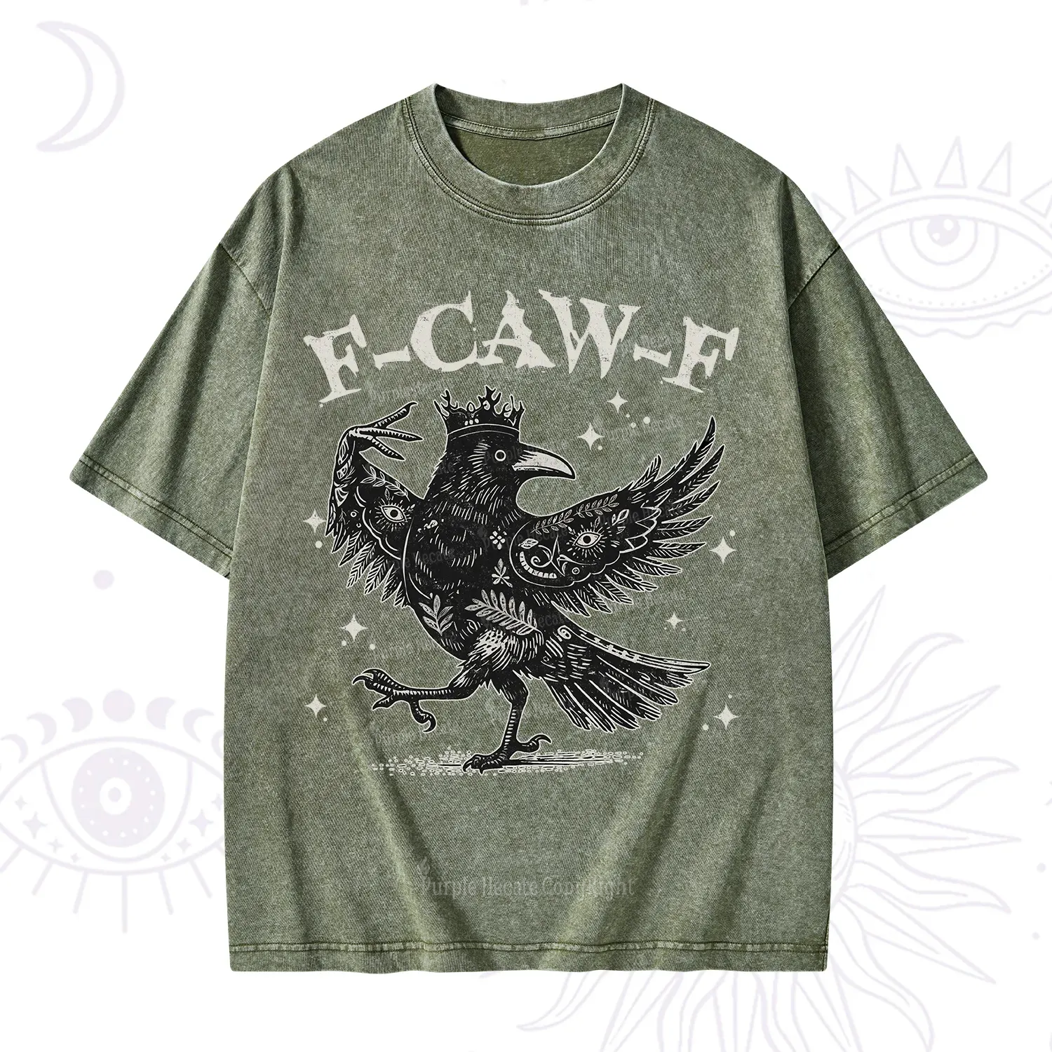 Purplehecate F-caw-f Funny Crow Washed T-Shirt