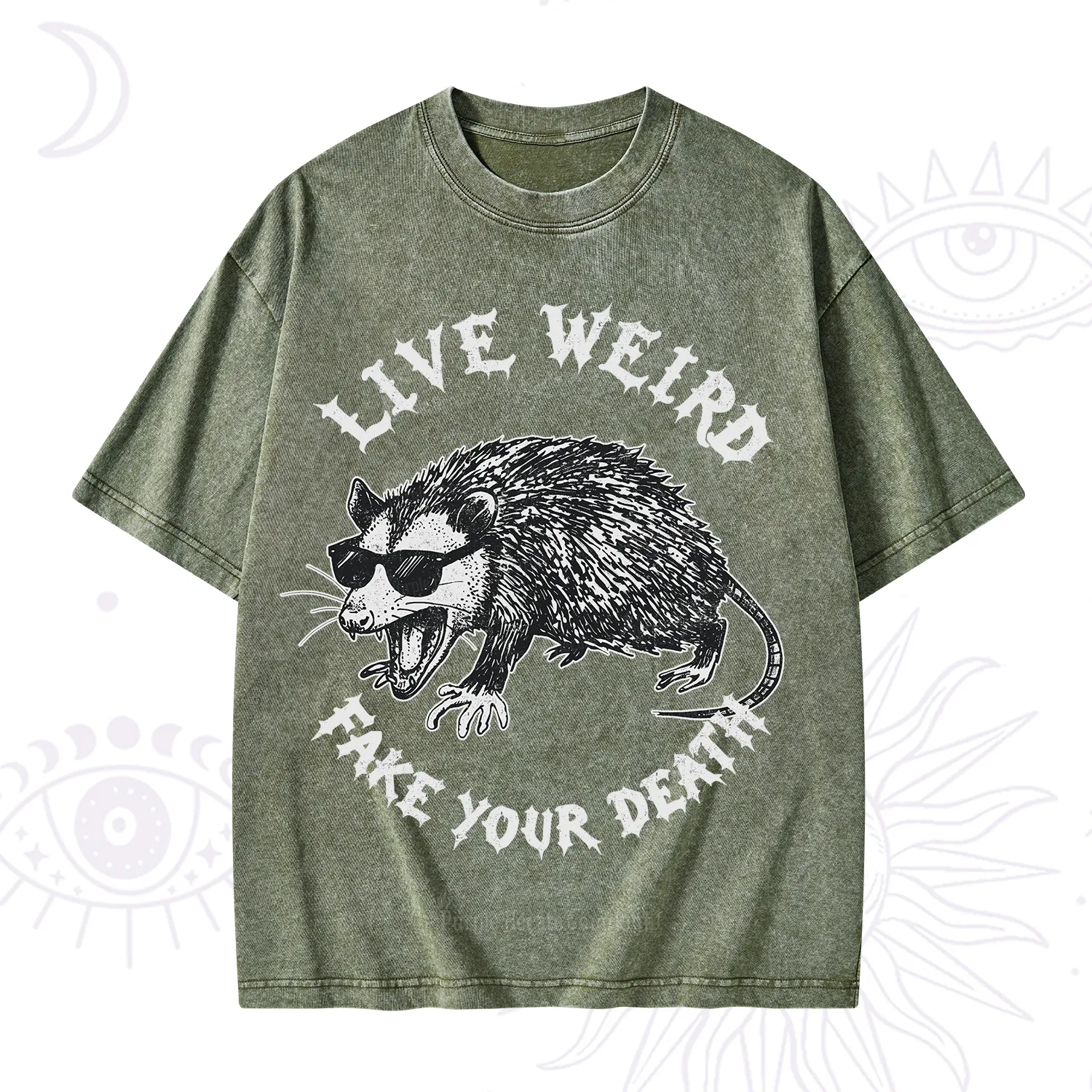 Purplehecate Live Weird Fake Your Death Silly Opossum Washed T-Shirt