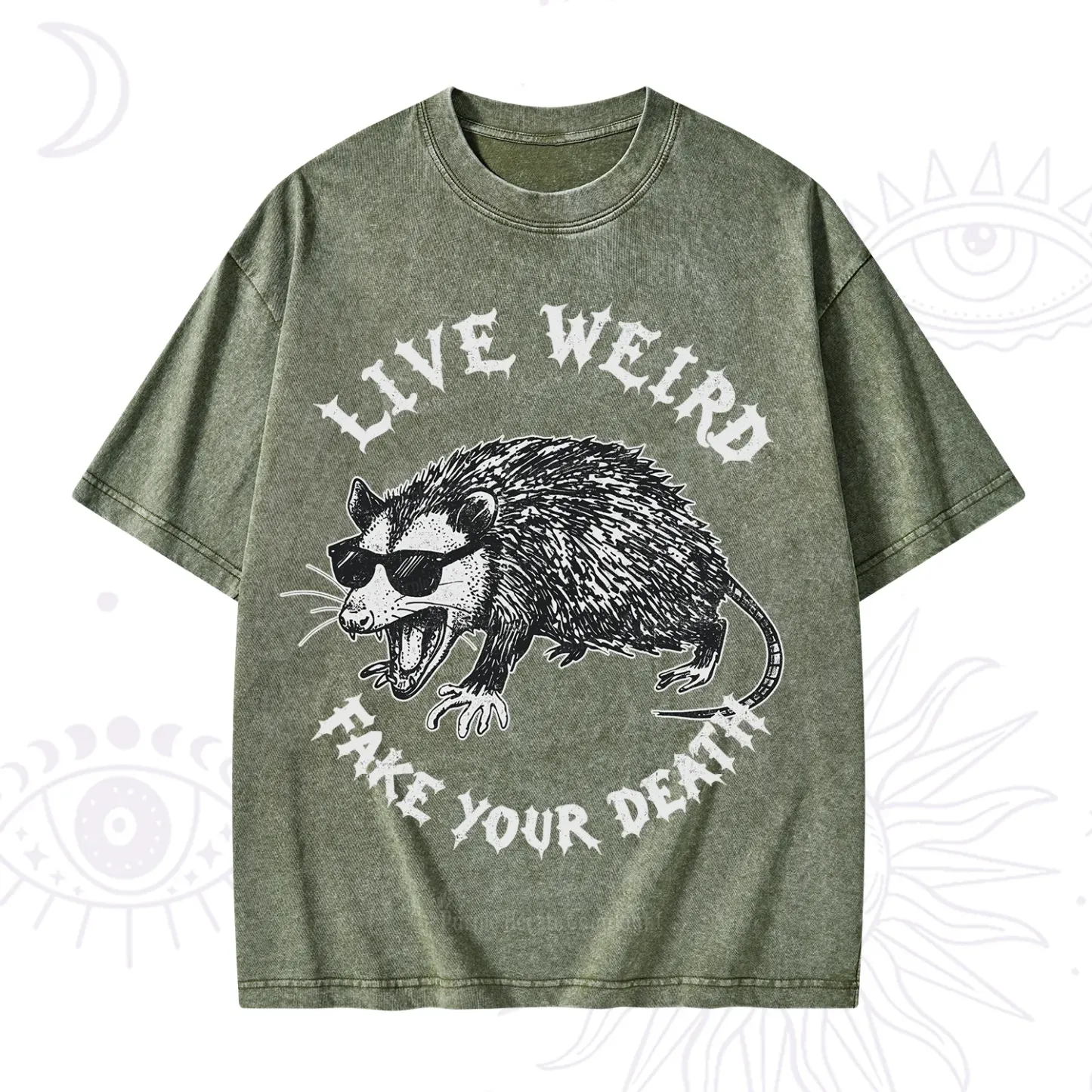 Purplehecate Live Weird Fake Your Death Silly Opossum Washed T-Shirt