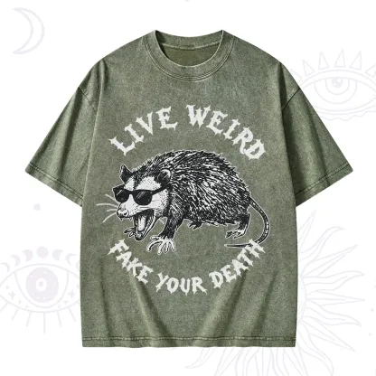 Purplehecate Live Weird Fake Your Death Silly Opossum Washed T-Shirt
