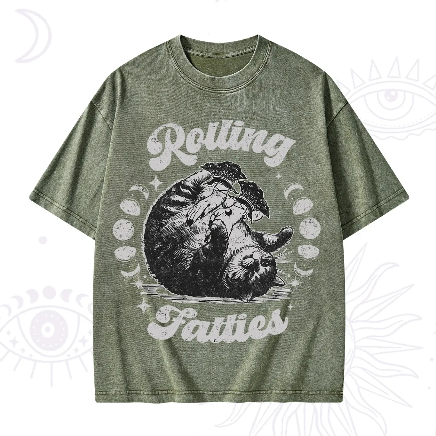 Purplehecate Funny Rolling Fatties Washed T-Shirt