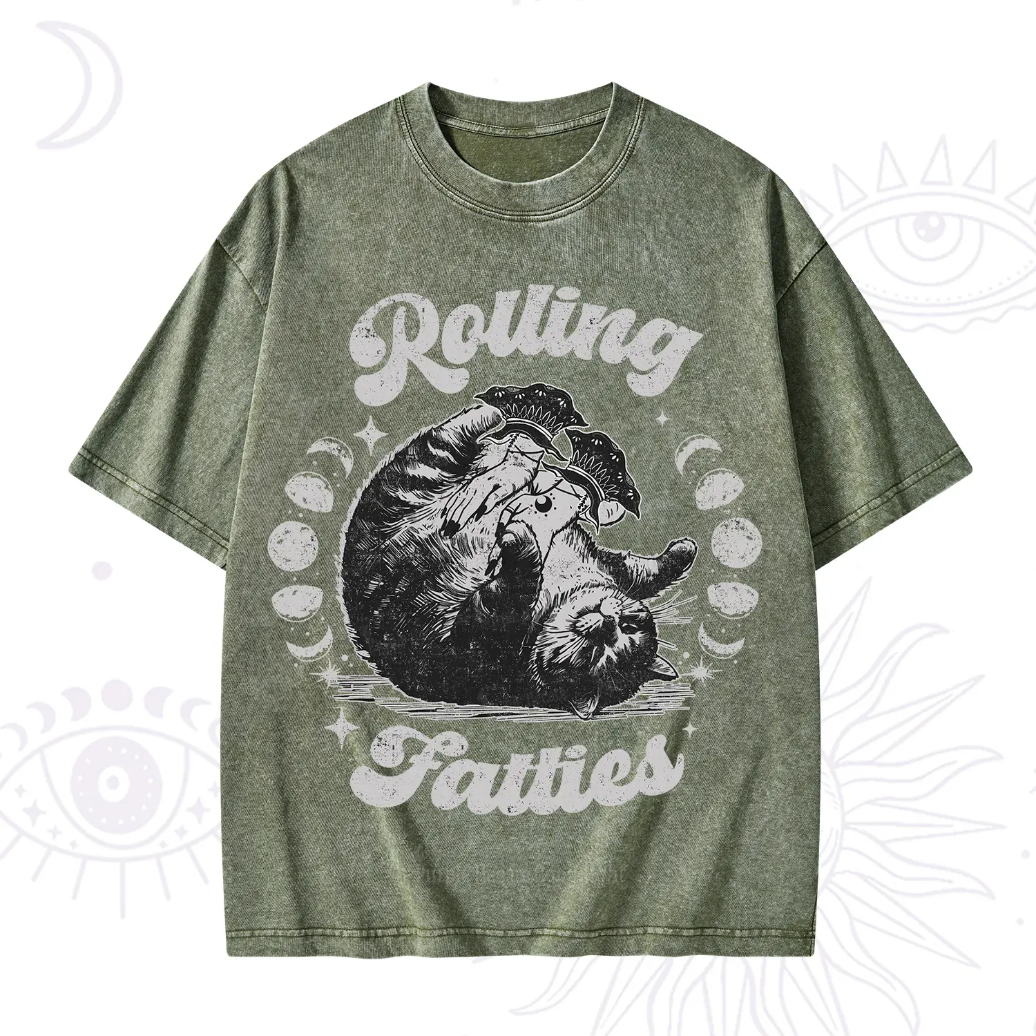 Purplehecate Funny Rolling Fatties Washed T-Shirt