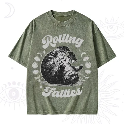 Purplehecate Funny Rolling Fatties Washed T-Shirt
