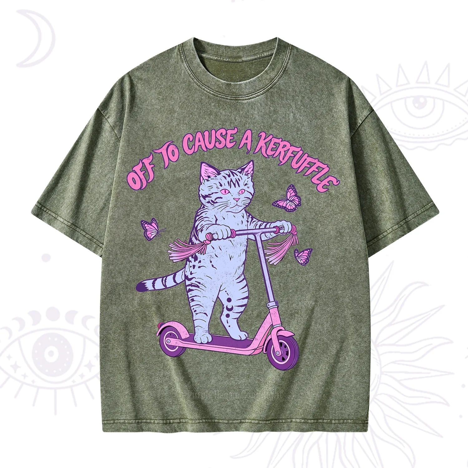 Purplehecate Off To Cause A Kerfuffle Cat Washed T-Shirt