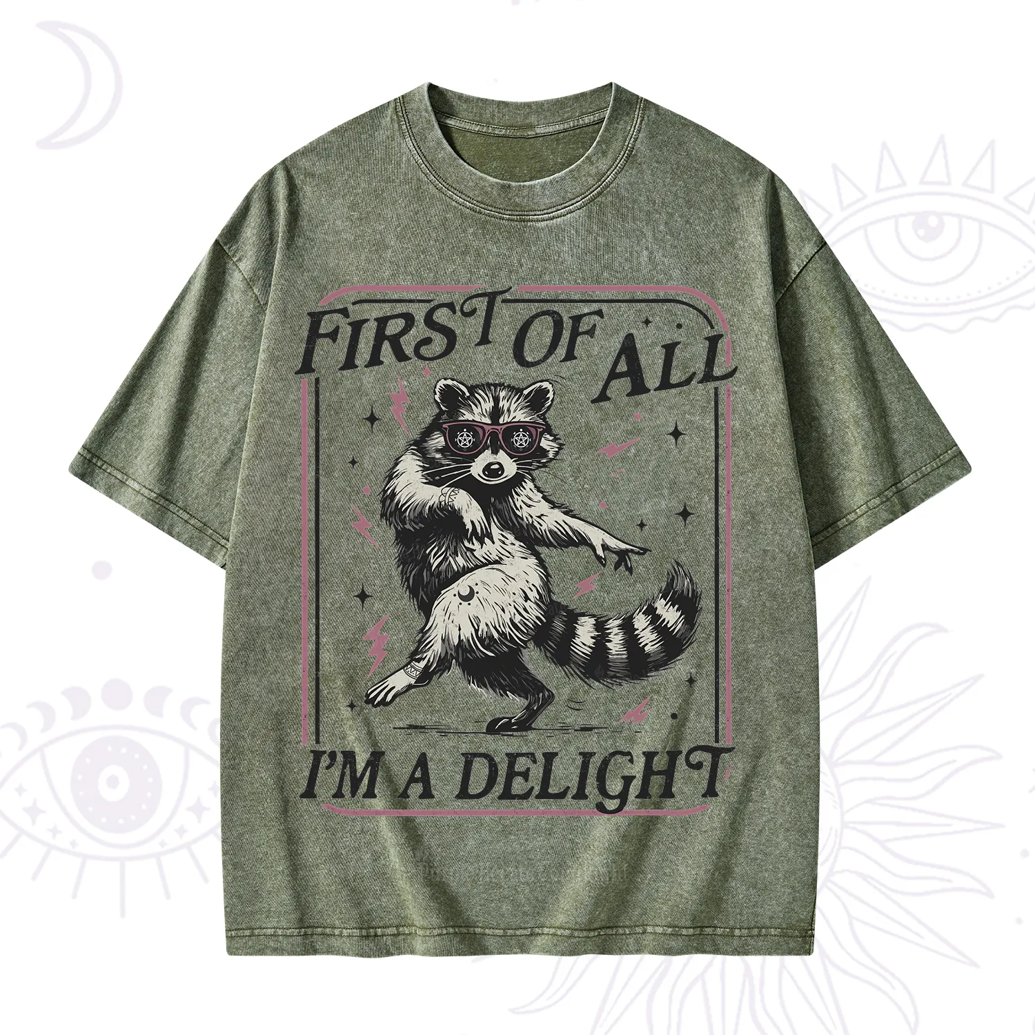 Purplehecate First Of All I'm A Delight Racoon Washed T-Shirt
