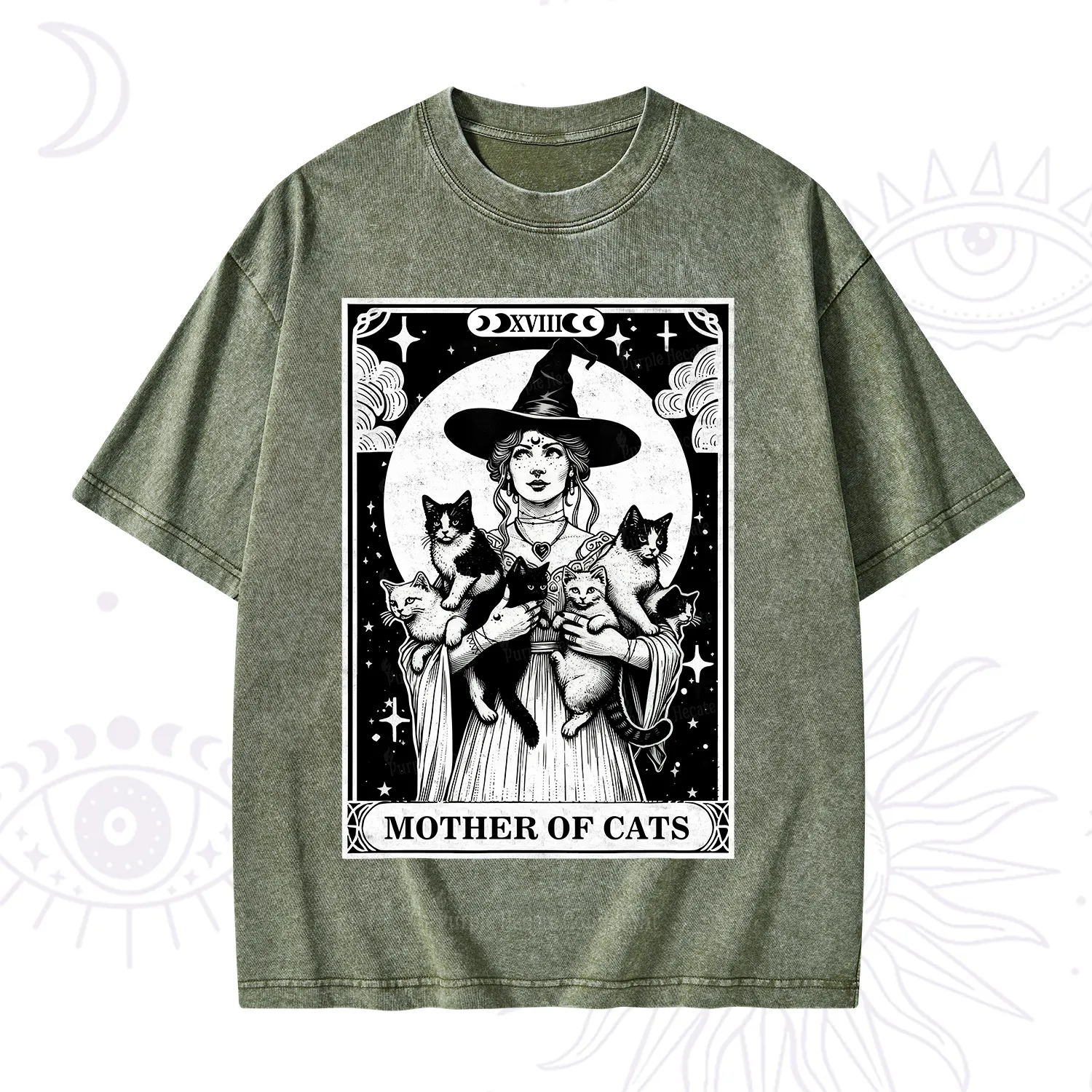 Purplehecate The Mother of Cats Tarot Washed T-Shirt