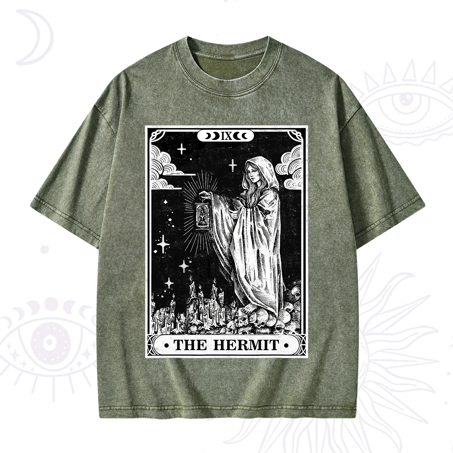 Purplehecate The Hermit Goddess Tarot Card Washed T-Shirt