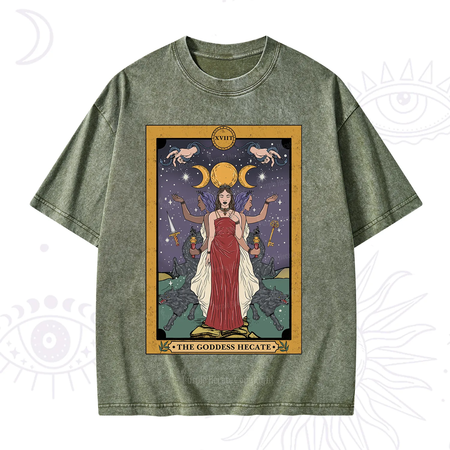 Purplehecate The Goddess Hecate Tarot Washed T-Shirt