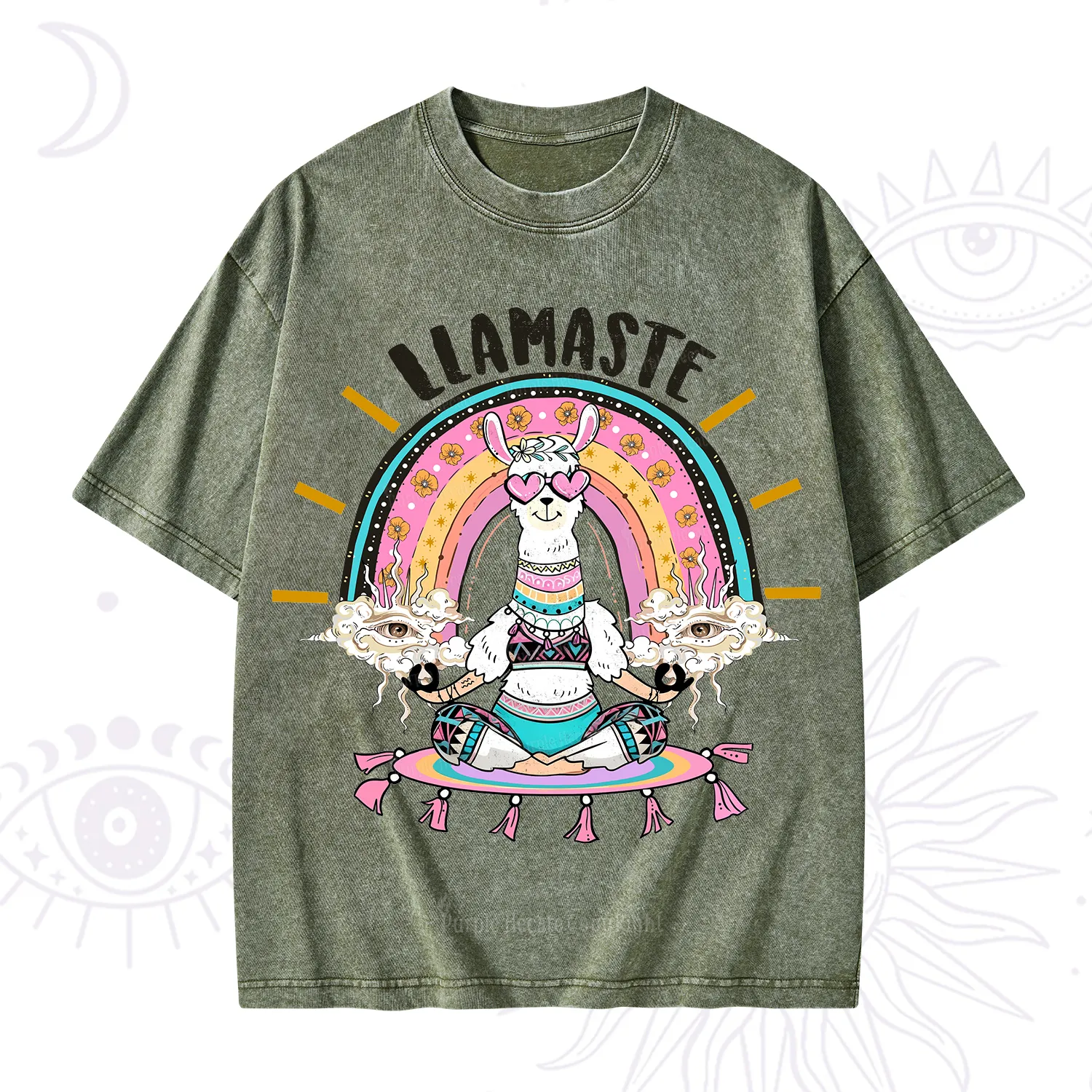 Purplehecate Llama Meditating Washed T-Shirt