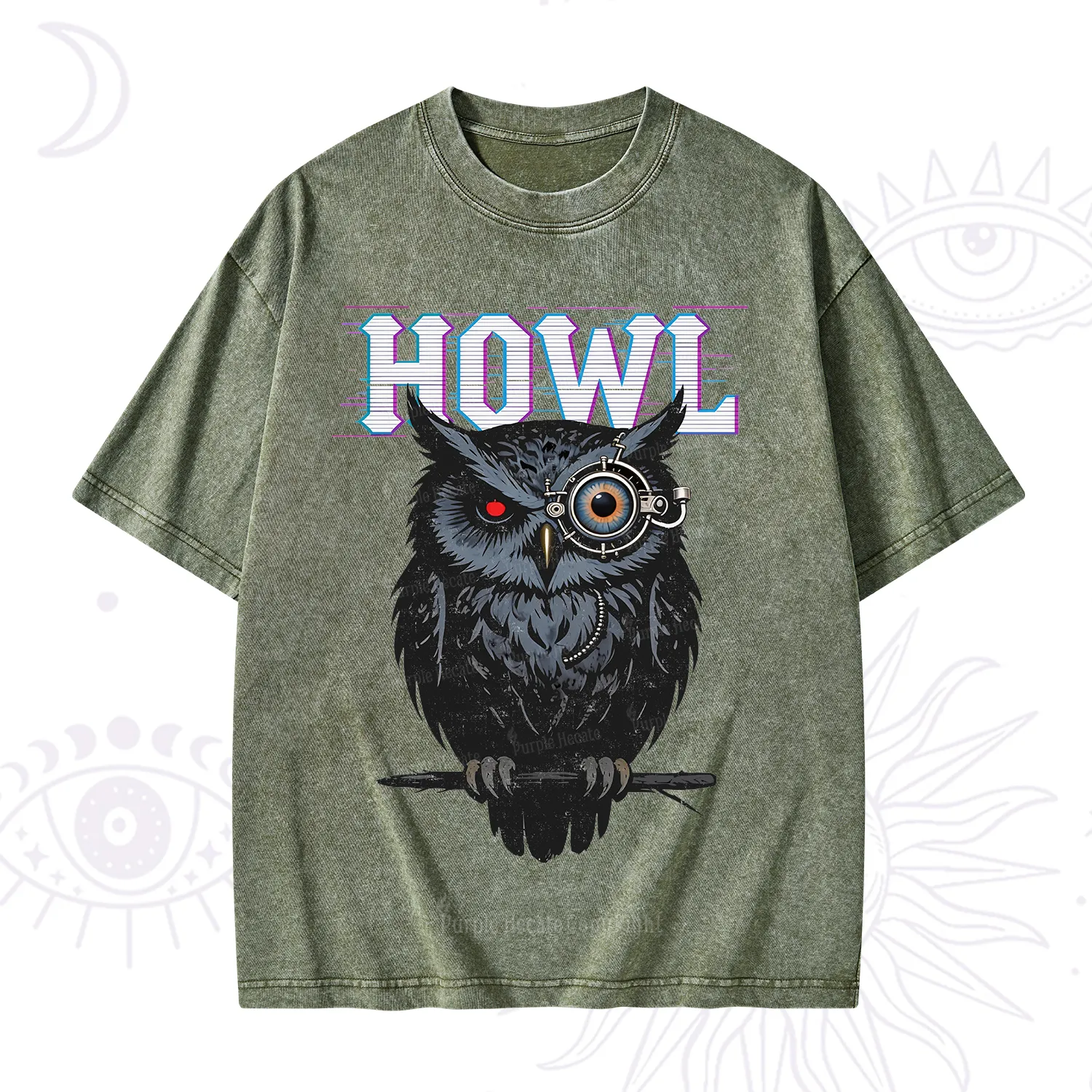 Purplehecate Howl Owl Washed T-Shirt