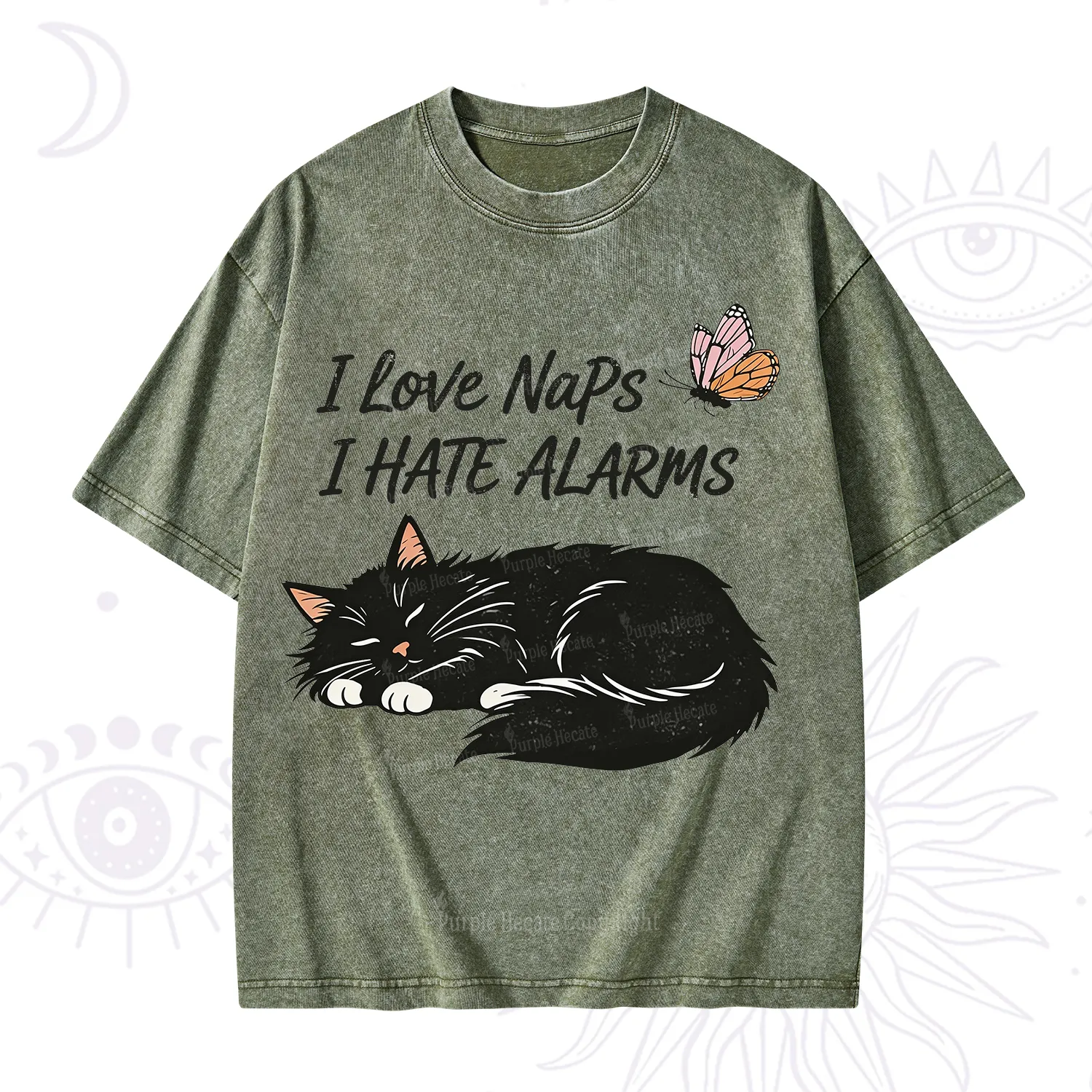 Purplehecate I Love Naps I Hate Alarms Washed T-Shirt