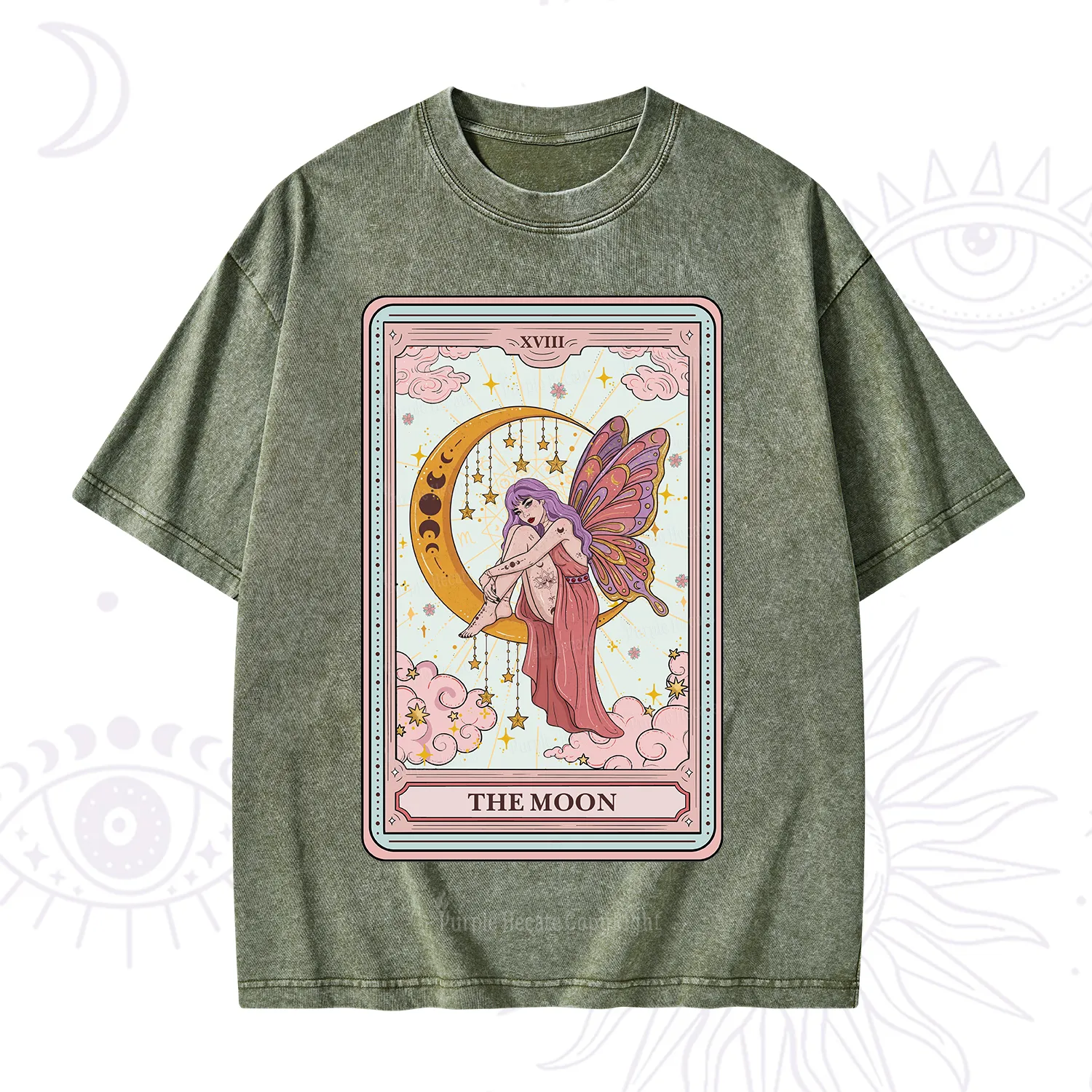 Purplehecate The Moon Tarot Washed T-Shirt