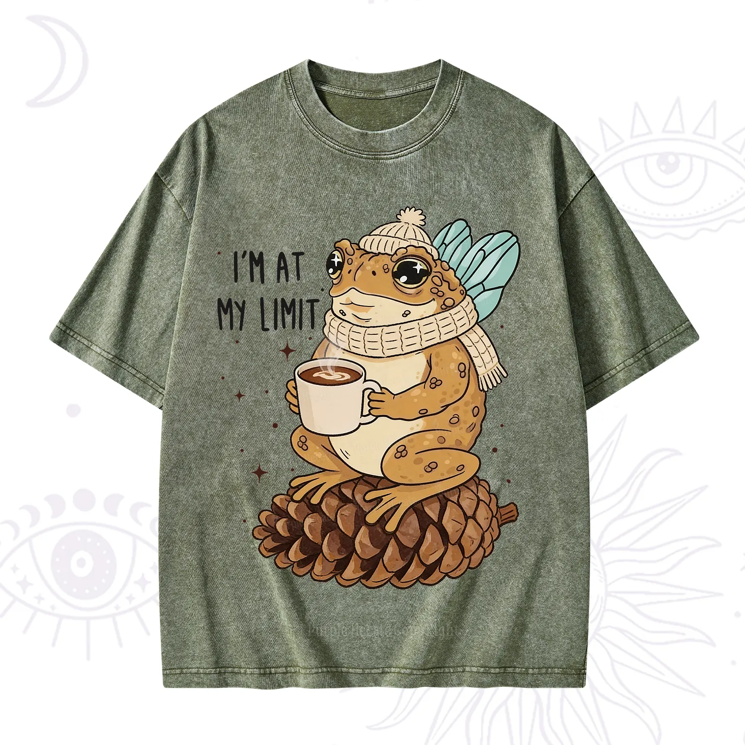Purplehecate I'm At My Limit Funny Frog Washed T-Shirt