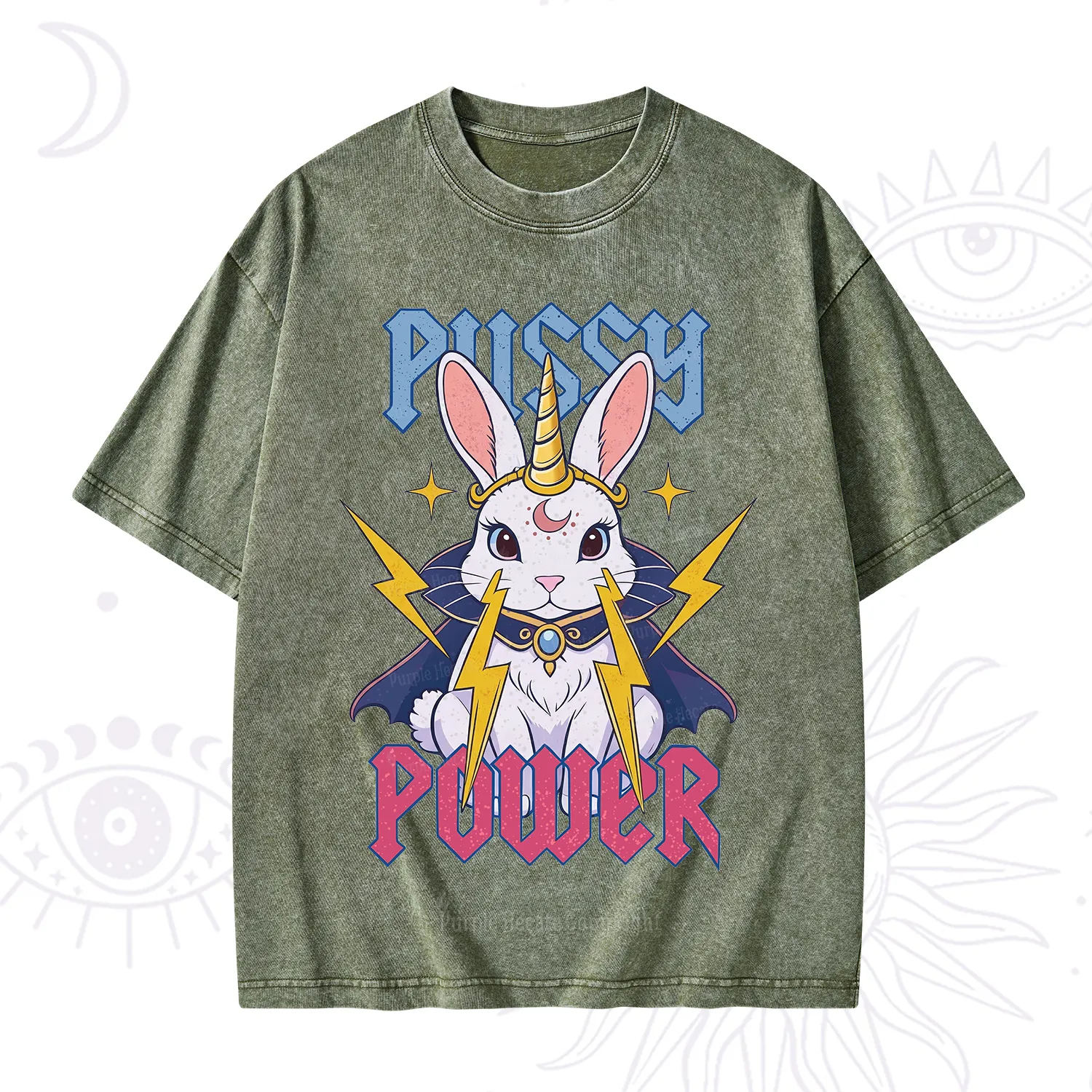 Purplehecate Pussy Power Magic Bunny Washed T-Shirt