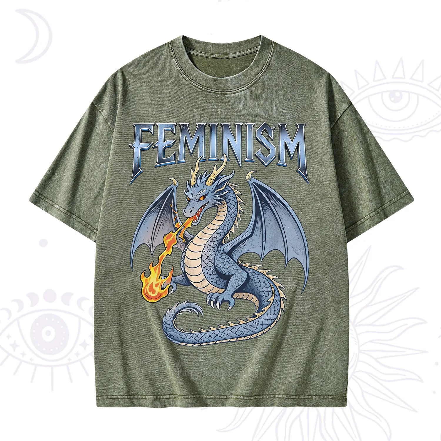Purplehecate Feminism Dragon Fantasy Washed T-Shirt