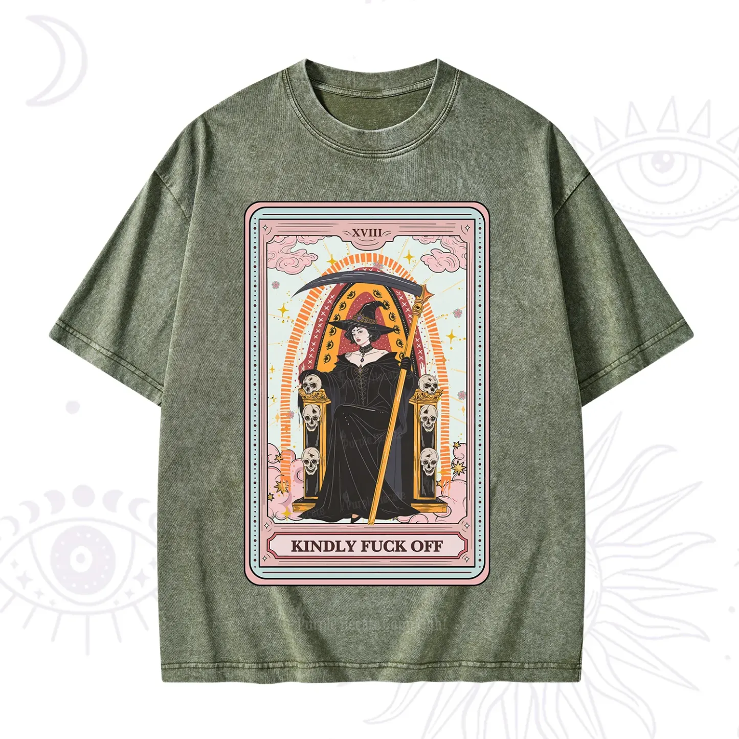 Purplehecate The Kindly Fuck Off Tarot Washed T-Shirt