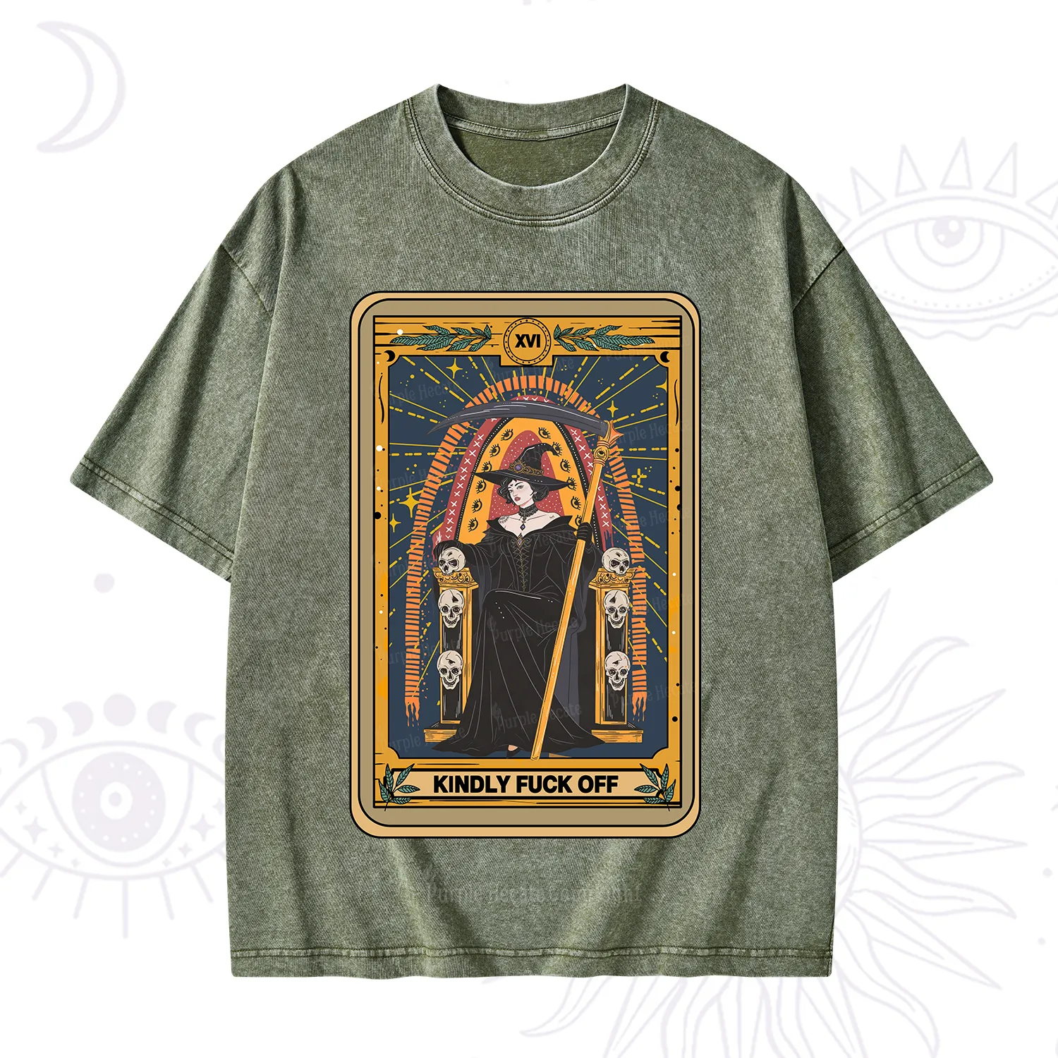 Purplehecate The Kindly Fuck Off Tarot Washed T-Shirt