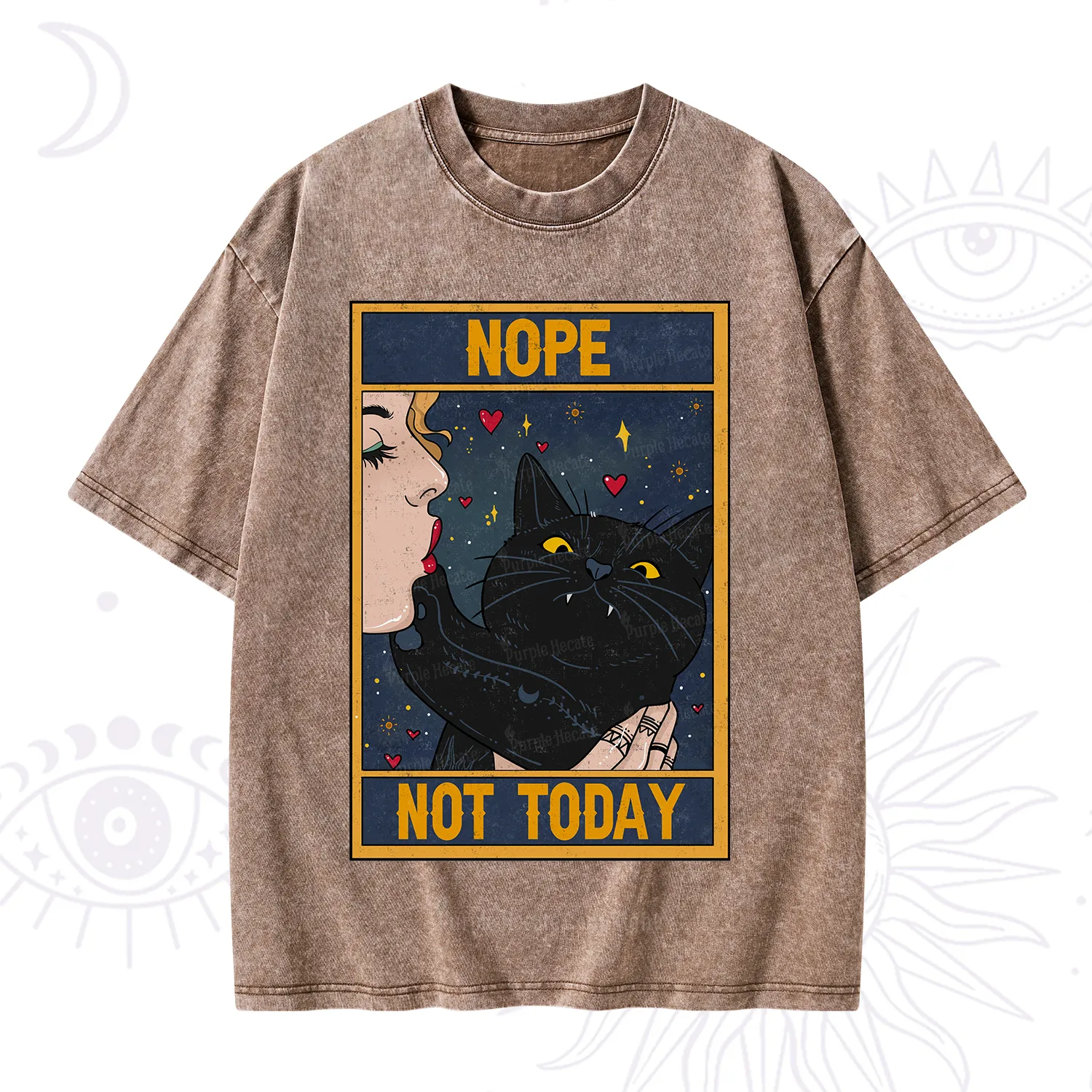 Purplehecate The Nope Not Today Tarot Washed T-Shirt