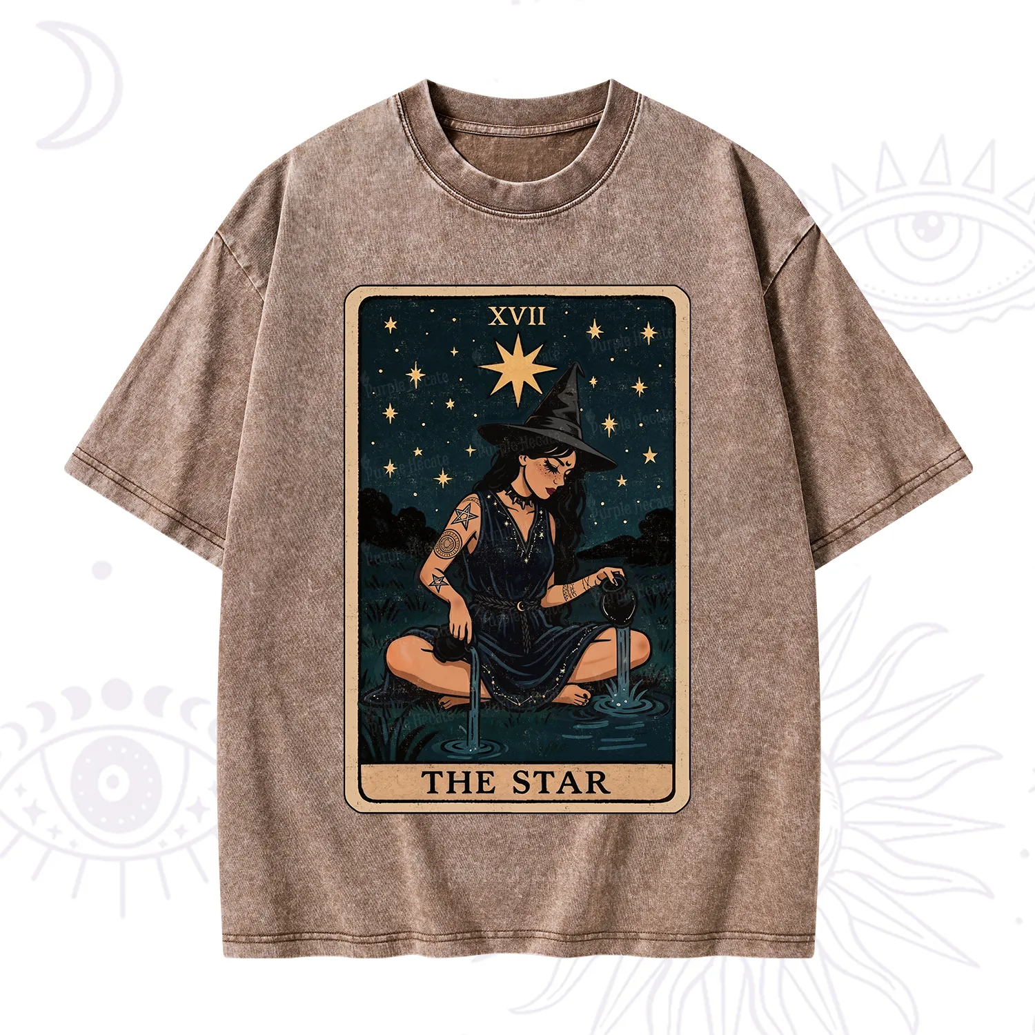 Purplehecate The Star Witch Tarot Washed T-Shirt