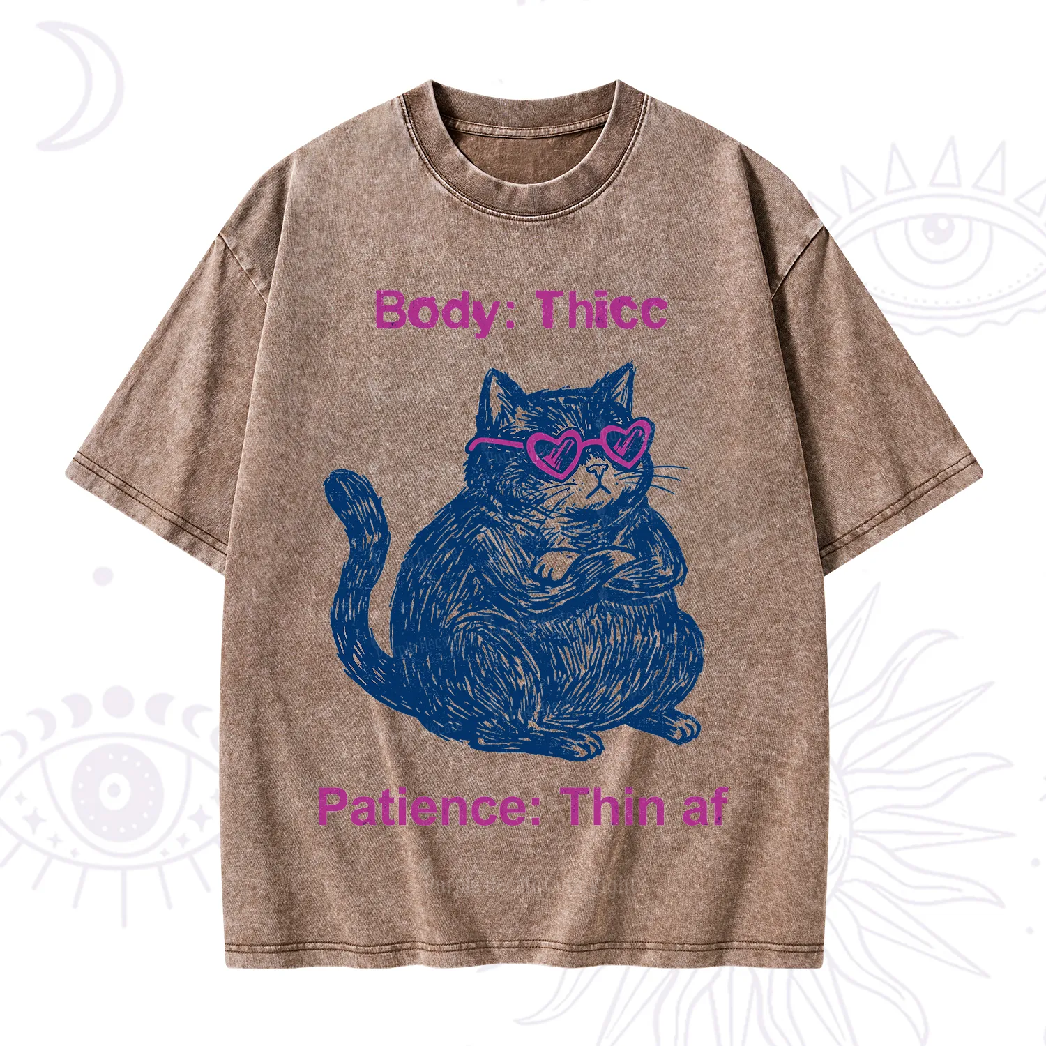 Purplehecate Body Thicc Patience Thin Af Cat Washed T-Shirt