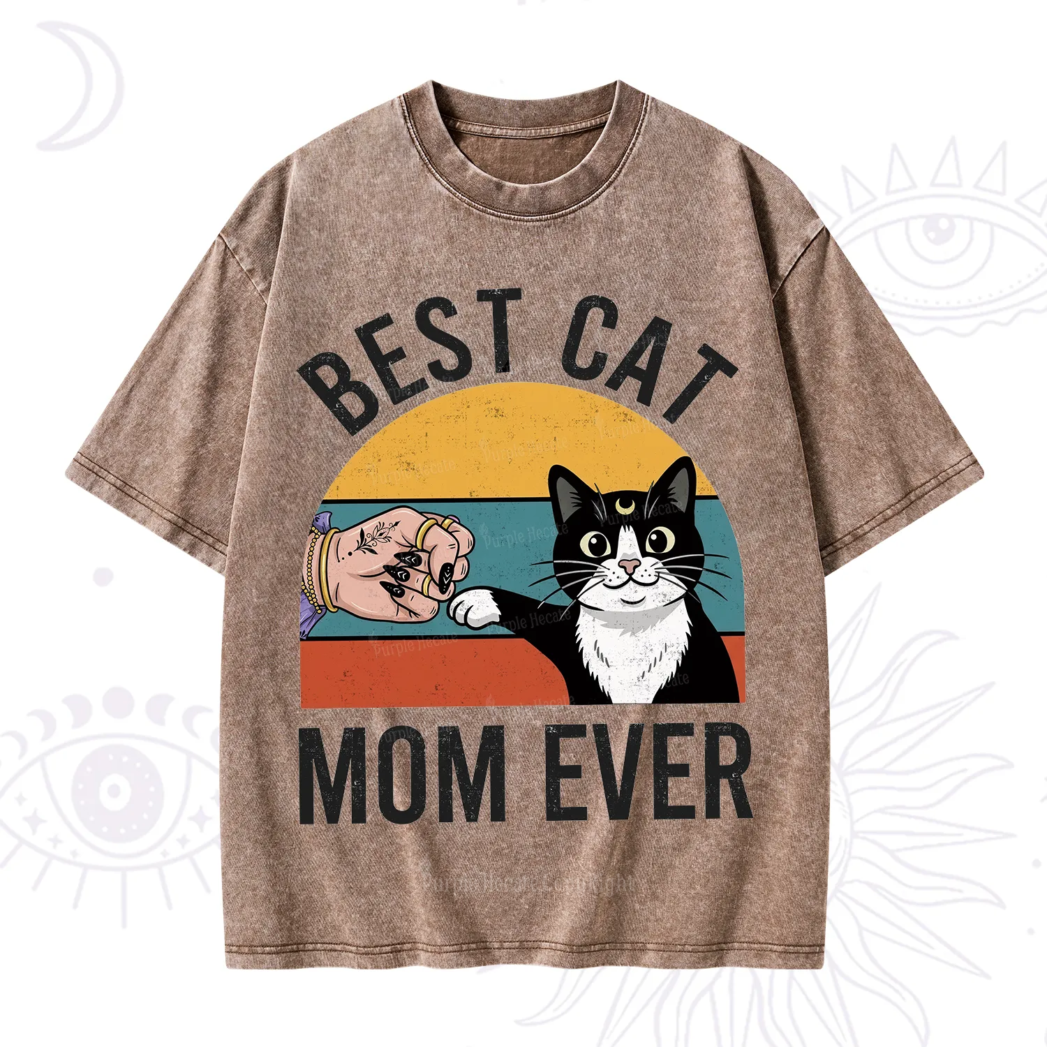 Purplehecate Best Cat Mom Ever Washed T-Shirt