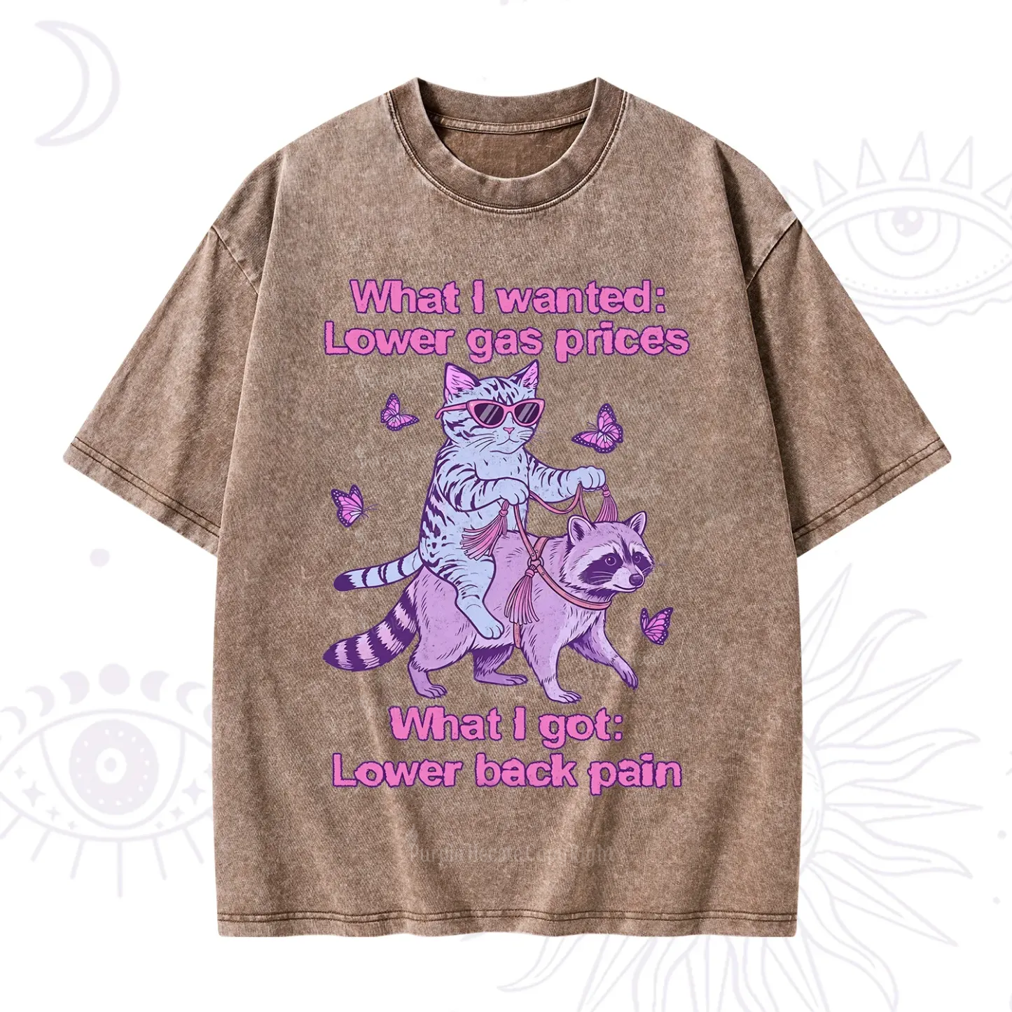 Purplehecate Lower Gas Prices Lower Back Pain Cat Washed T-Shirt