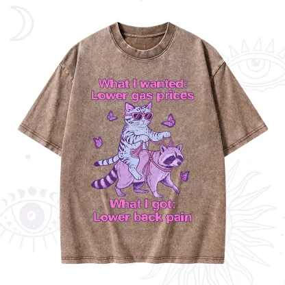 Purplehecate Lower Gas Prices Lower Back Pain Cat Washed T-Shirt