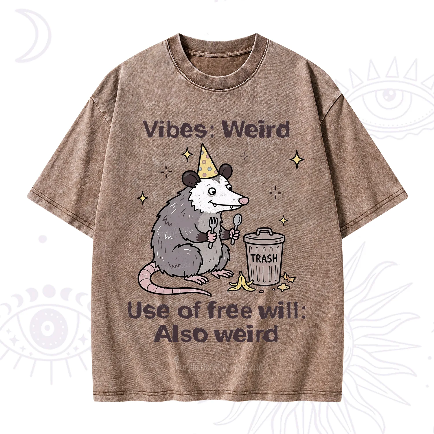 Purplehecate Weird Vibes Only Opossum Washed T-Shirt