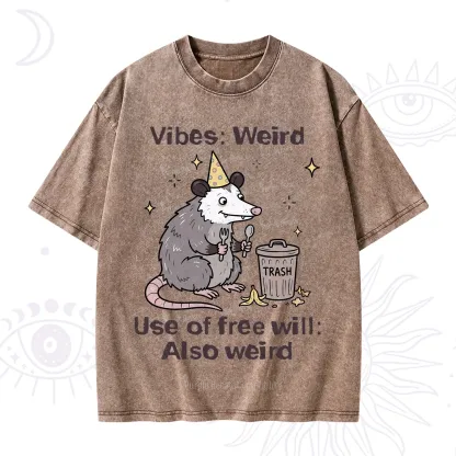 Purplehecate Weird Vibes Only Opossum Washed T-Shirt