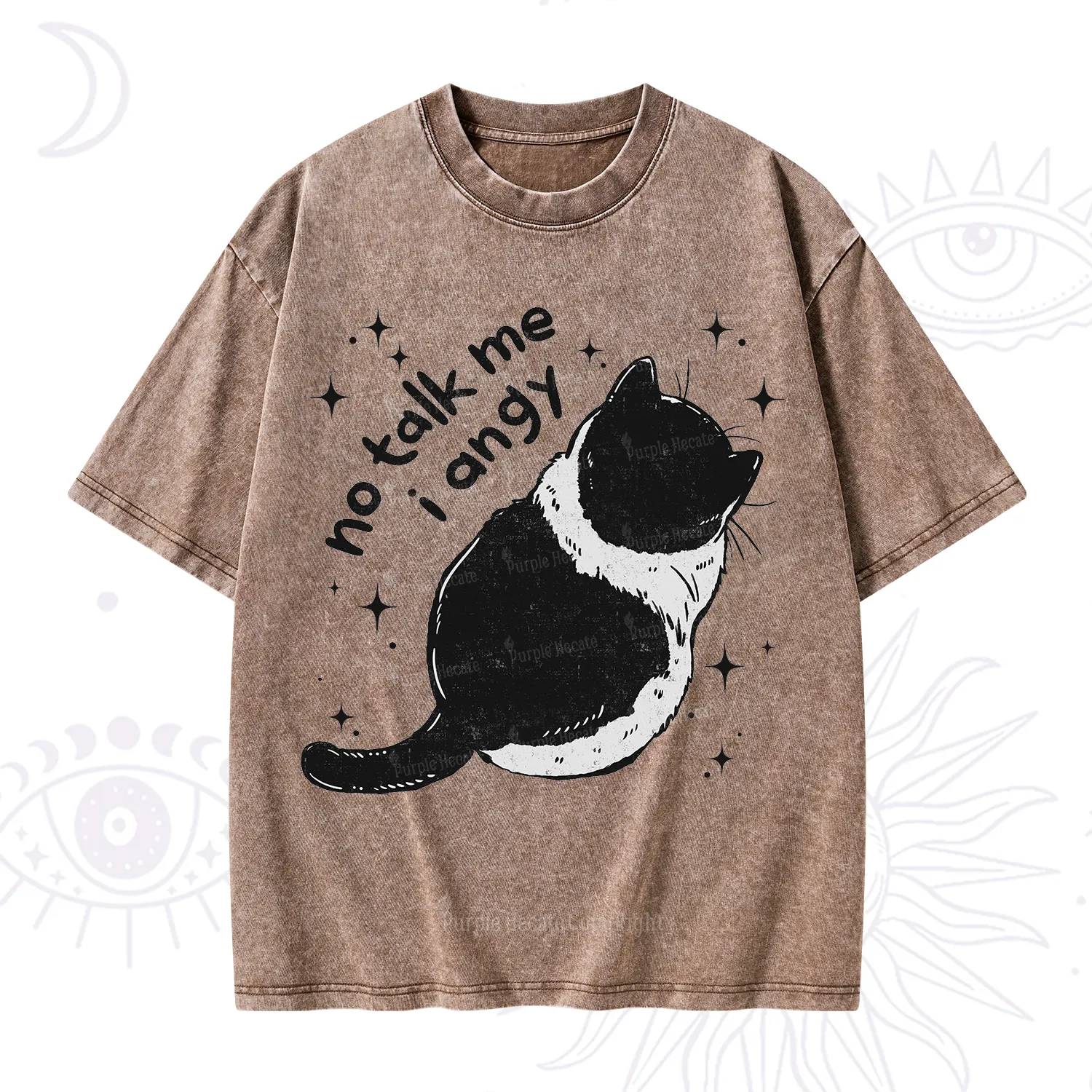 Purplehecate No Talk Me Im Angy Cat Washed T-Shirt