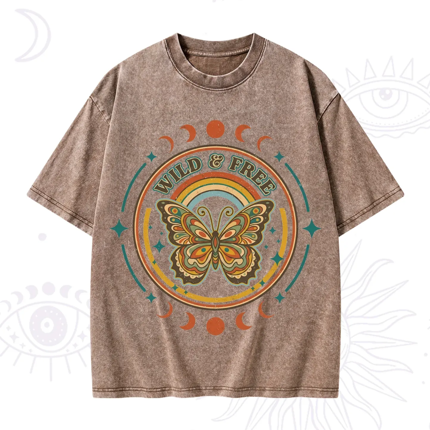 Purplehecate Wild And Free Butterfly Washed T-Shirt