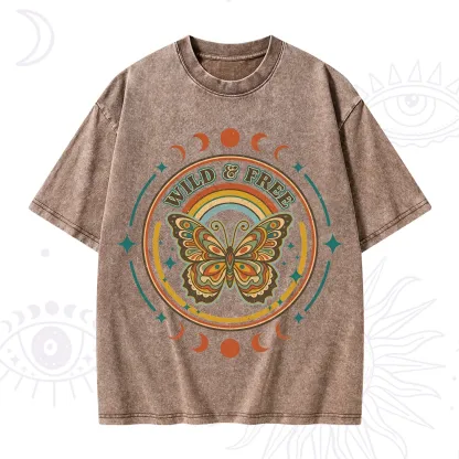 Purplehecate Wild And Free Butterfly Washed T-Shirt