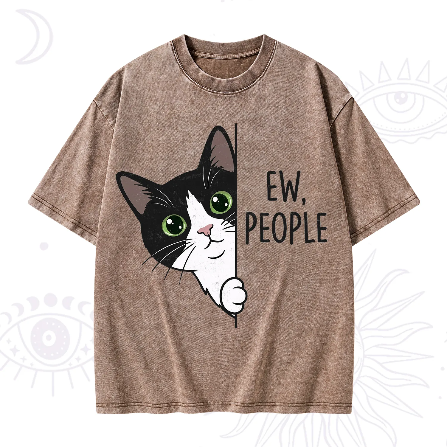 Purplehecate Funny Cat Ew People Washed T-Shirt
