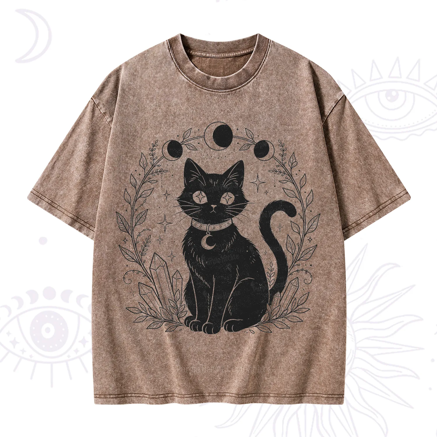 Purplehecate Mystical Cat Washed T-Shirt