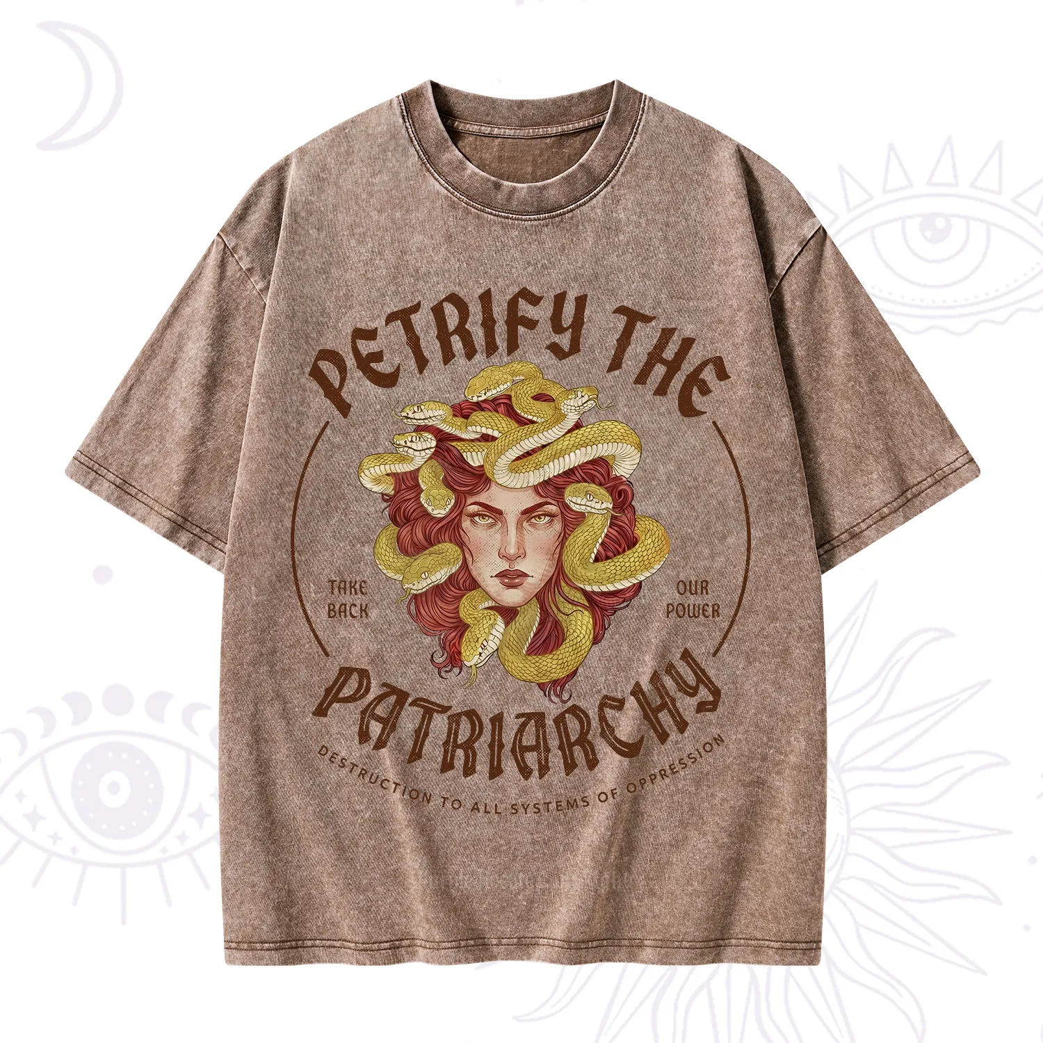 Purplehecate Petrify Patriarchy Medusa Washed T-Shirt