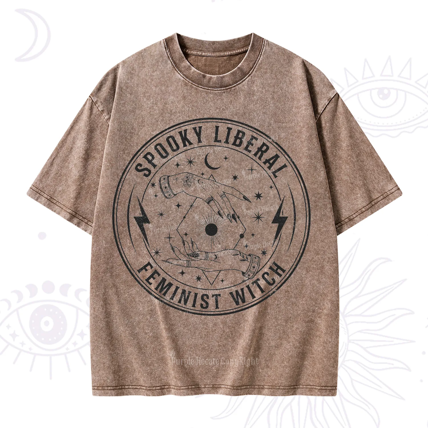 Purplehecate Spooky Liberal Feminist Witch Washed T-Shirt