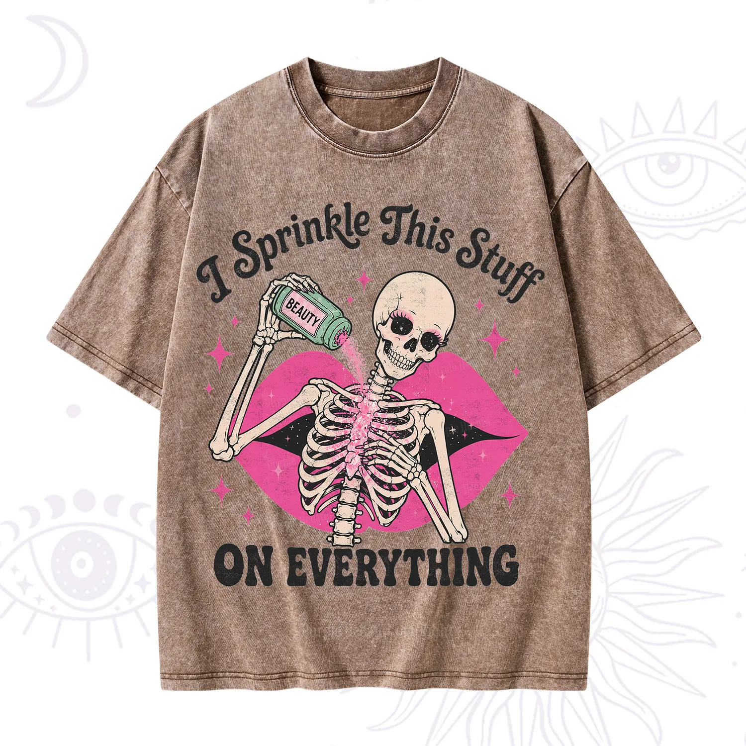 Purplehecate I Sprinkle This Stuff on Everything Beauty Skeleton Washed T-Shirt