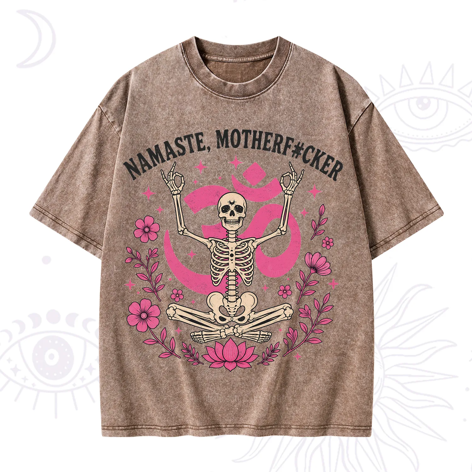 Purplehecate Namaste Motherf*cker Skeleton Washed T-Shirt