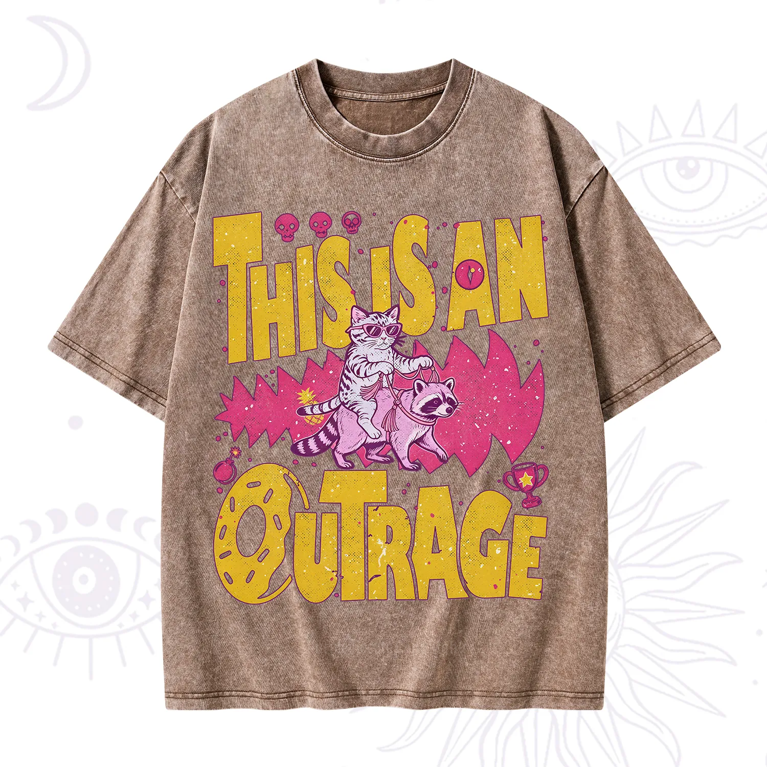 Purplehecate This Is An Outrage Angry Raccoons Washed T-Shirt