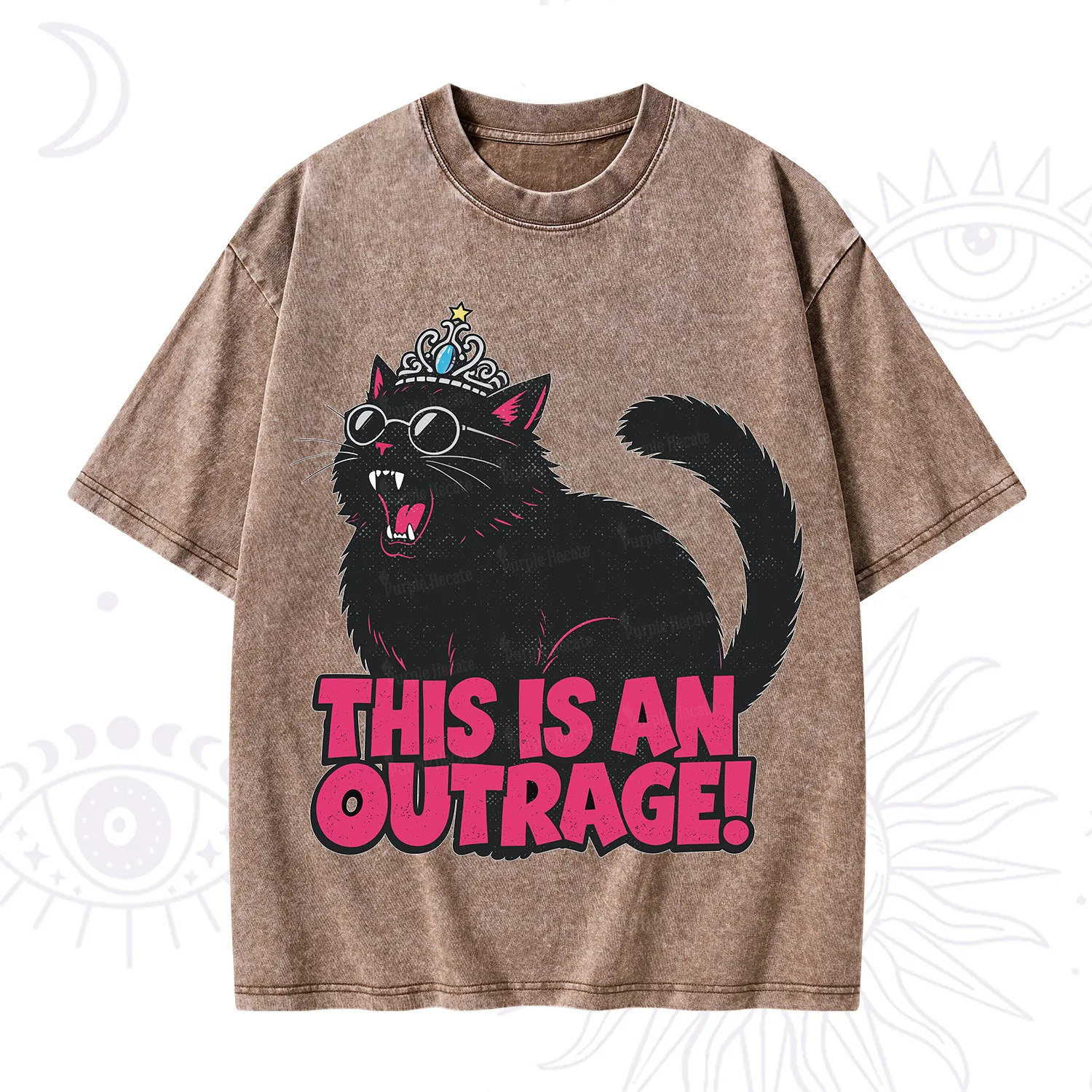 Purplehecate This is an outrage Princess Cat Washed T-Shirt
