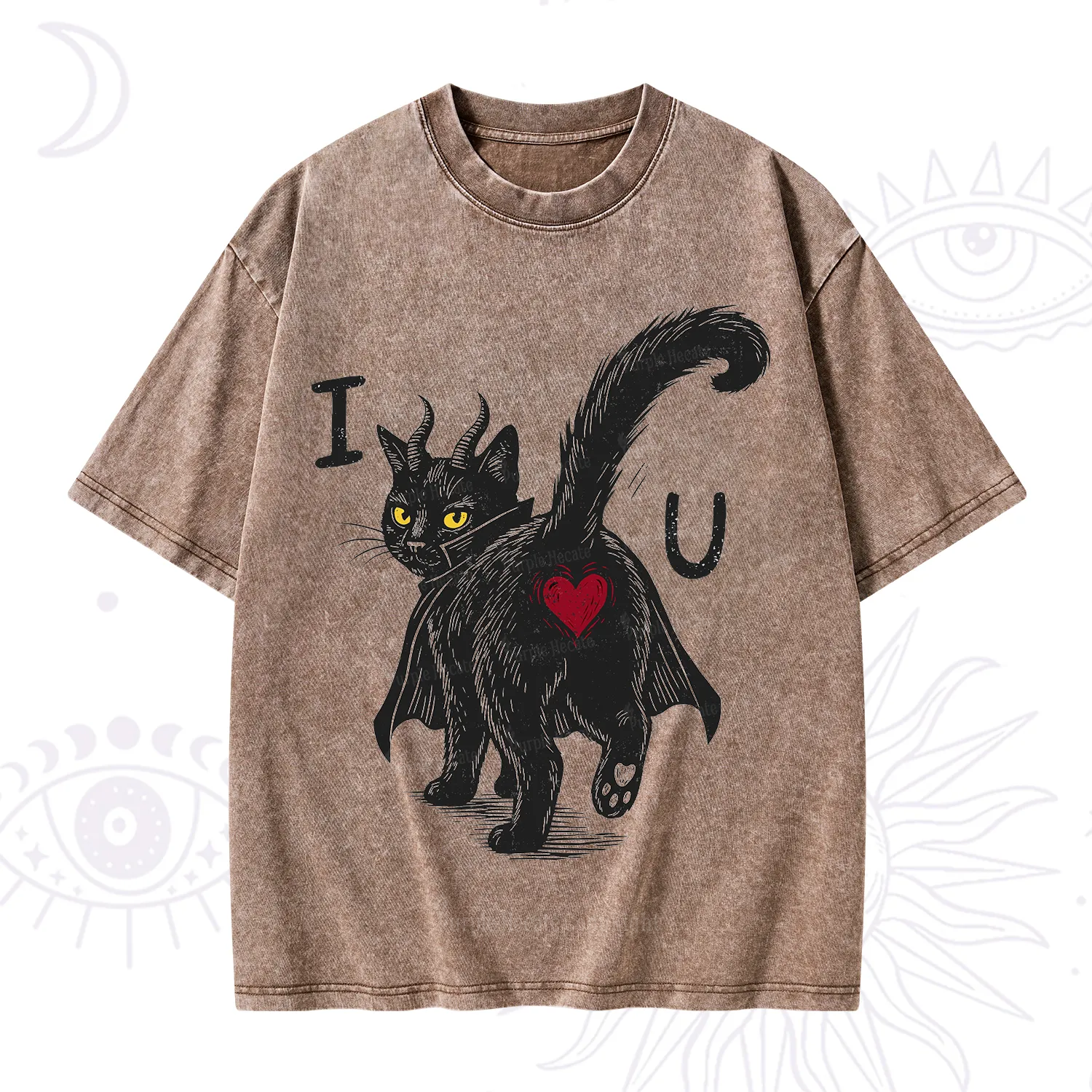 Purplehecate Bad Bad Evil Cat Washed T-Shirt