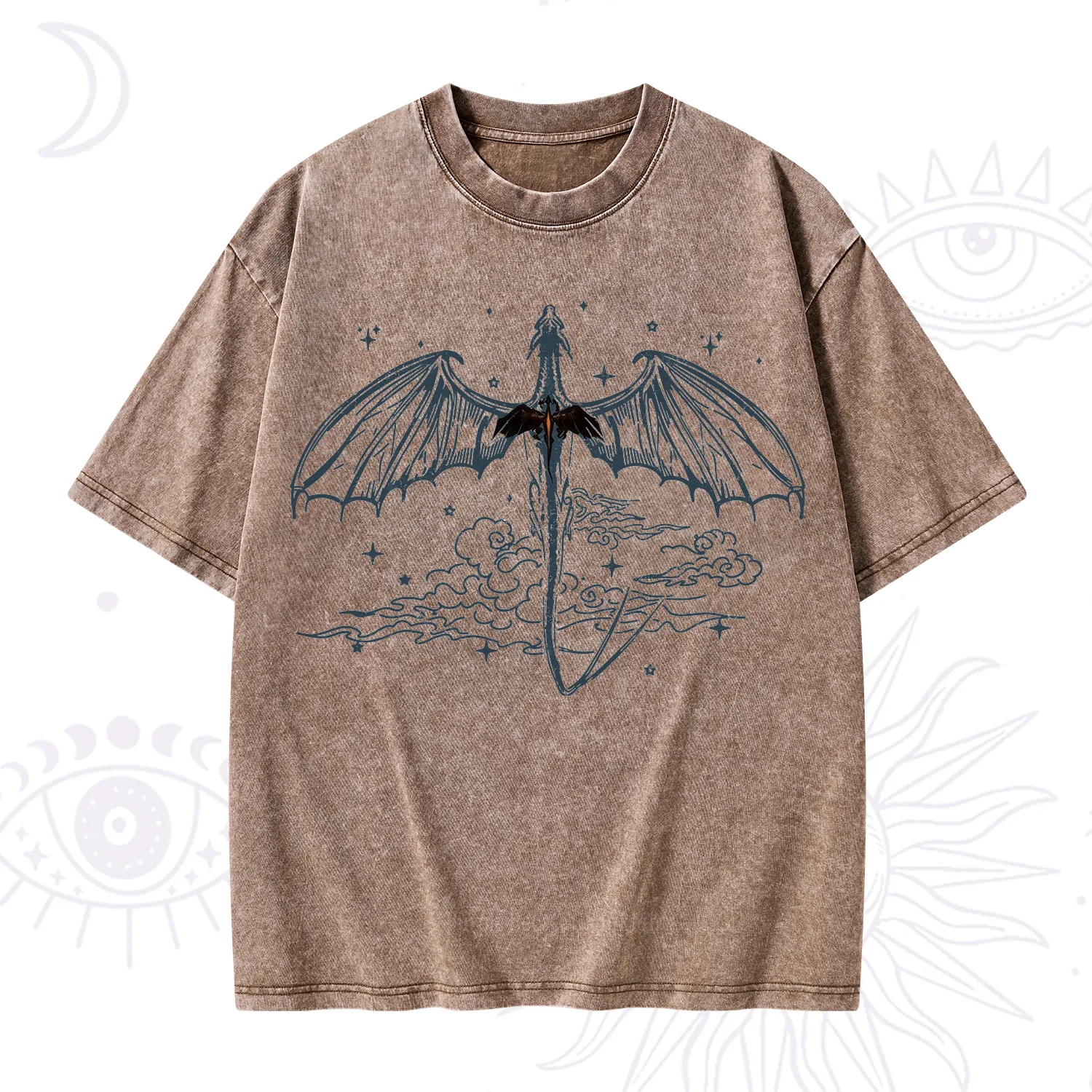 Purplehecate Dragon Rider Celestial Sword Washed T-Shirt